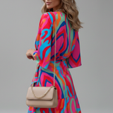 Damen Mini-Kleid mit Fledermausärmeln und Taillenkordel