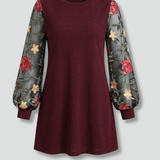 Damen Mini Kleid mit Bischofärmeln und besticktem Detail