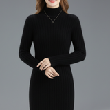 Damen Mini Kleid mit hohem Kragen und langen Ärmeln