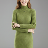 Damen Mini Kleid mit hohem Kragen und langen Ärmeln