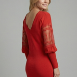 Damen Mini Kleid mit Spitzenärmeln und tailliertem Design