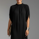 Damen Mini Kleid mit Stehkragen und Schlitzärmeln