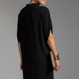 Damen Mini Kleid mit Stehkragen und Schlitzärmeln