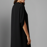 Damen Mini Kleid mit Stehkragen und gespaltenen Ärmeln