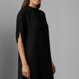 Damen Mini Kleid mit Stehkragen und gespaltenen Ärmeln