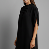 Damen Mini Kleid mit Stehkragen und gespaltenen Ärmeln