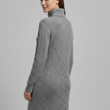 Damen Mini Kleid mit Rollkragen und Kabelmuster