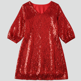 Damen Mini Kleid mit Rundhalsausschnitt und langen Ärmeln