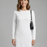 Damen Mini Kleid mit Rundhalsausschnitt und langen Ärmeln