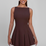 Damen Mini-Kleid mit ärmellosem Schnitt und plissiertem Rock