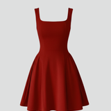 Damen Mini-Kleid mit quadratischem Ausschnitt und ärmellosem Design