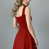 Damen Mini-Kleid mit quadratischem Ausschnitt und ärmellosem Design