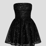 Damen Mini Kleid mit trägerlosem Ausschnitt