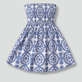 Damen Mini Kleid mit trägerlosem Oberteil und ausgestelltem Rock
