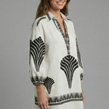 Damen Mini Kleid mit V-Ausschnitt und langen Ärmeln