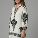 Damen Mini Kleid mit V-Ausschnitt und langen Ärmeln
