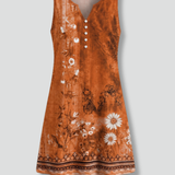 Damen Mini Kleid mit V-Ausschnitt und ärmellosem Design