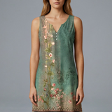Damen Mini Kleid mit V-Ausschnitt und ärmellosem Design