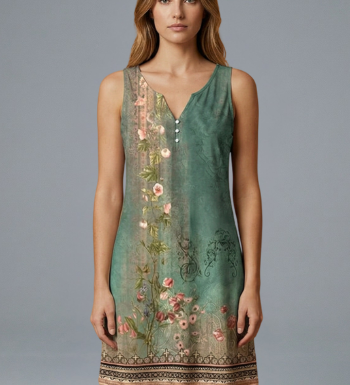Damen Mini Kleid mit V-Ausschnitt und ärmellosem Design