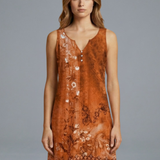Damen Mini Kleid mit V-Ausschnitt und ärmellosem Design