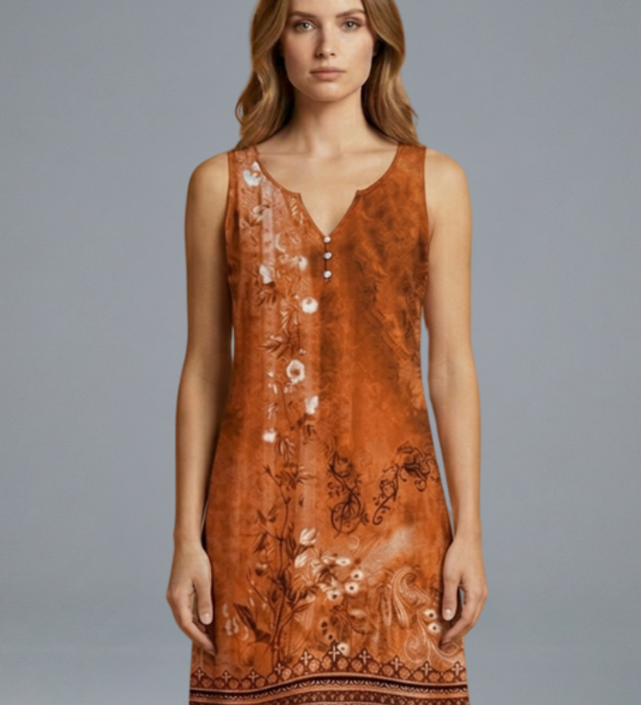 Damen Mini Kleid mit V-Ausschnitt und ärmellosem Design