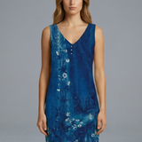 Damen Mini Kleid mit V-Ausschnitt und ärmellosem Design