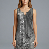 Damen Mini Kleid mit V-Ausschnitt und ärmellosem Design