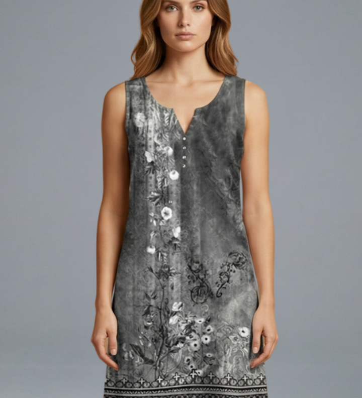 Damen Mini Kleid mit V-Ausschnitt und ärmellosem Design