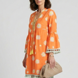 Damen Mini Kleid mit V-Ausschnitt und Quasten Saum