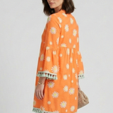 Damen Mini Kleid mit V-Ausschnitt und Quasten Saum