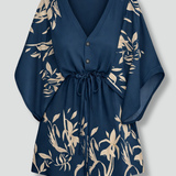 Damen Mini-Kleid mit V-Ausschnitt und Taillenkordel