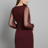 Damen Mini Kleid mit V-Ausschnitt und transparenten Ärmeln