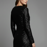 Damen Mini Kleid mit V-Ausschnitt und Pailletten-Oberfläche