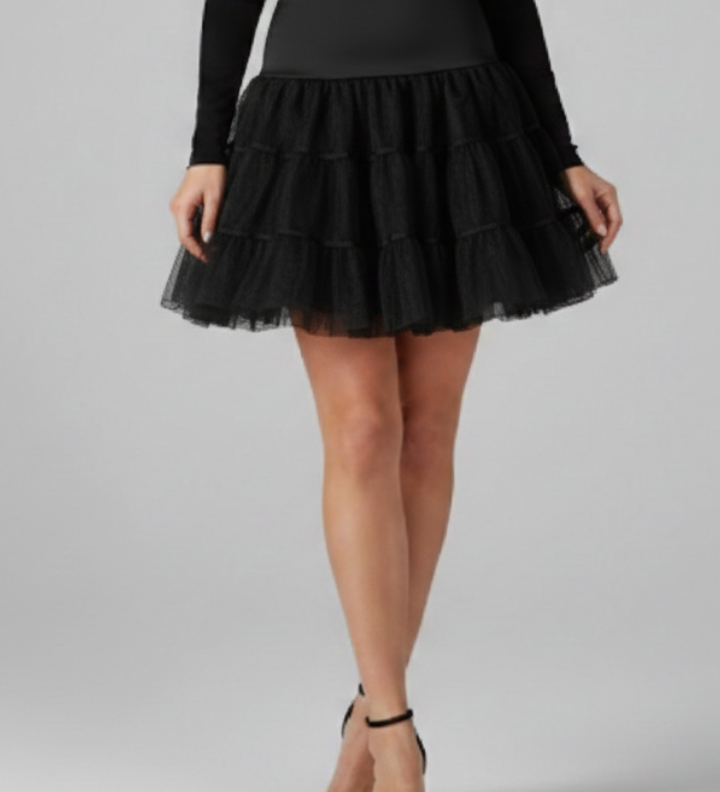 Damen Minirock mit elastischem Bund und gestuften Mesh