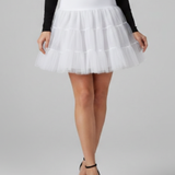 Damen Minirock mit elastischem Bund und gestuften Mesh
