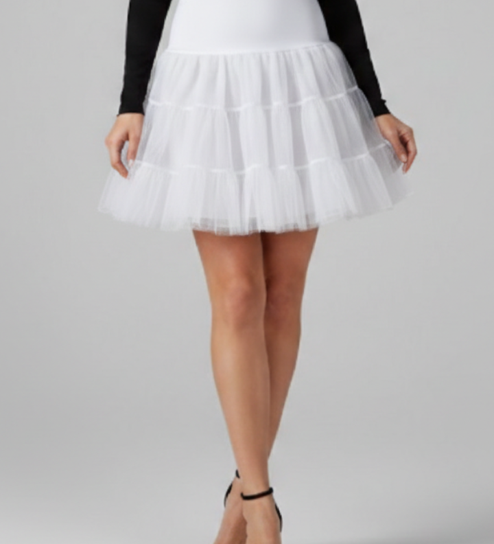 Damen Minirock mit elastischem Bund und gestuften Mesh