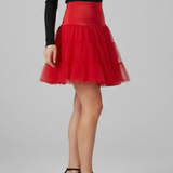 Damen Minirock mit elastischem Bund und gestuften Mesh