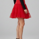 Damen Minirock mit elastischem Bund und gestuften Mesh