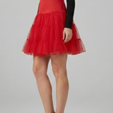 Damen Minirock mit elastischem Bund und gestuften Mesh