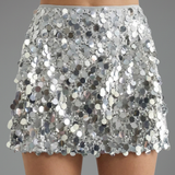 Damen Minirock mit Pailletten-Oberfläche und geradem Saum