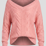 Damen Oversized Pullover mit langen Ärmeln und gerippten Bündchen