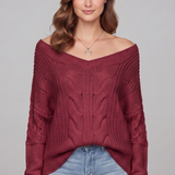 Damen Oversized Pullover mit langen Ärmeln und gerippten Bündchen