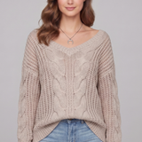Damen Oversized Pullover mit langen Ärmeln und gerippten Bündchen