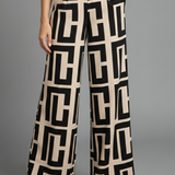 Damen Palazzo-Hosen mit grafischem Druck und weitem Bein