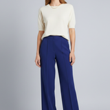 Damen Palazzo-Hose mit Hohem Bund und Falten