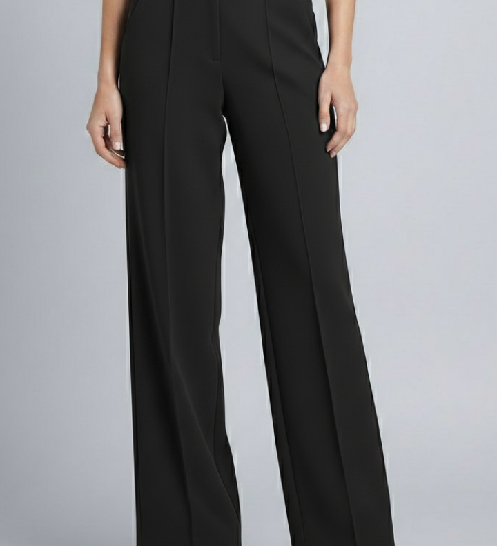 Damen Palazzo-Hose mit Hohem Bund und Falten