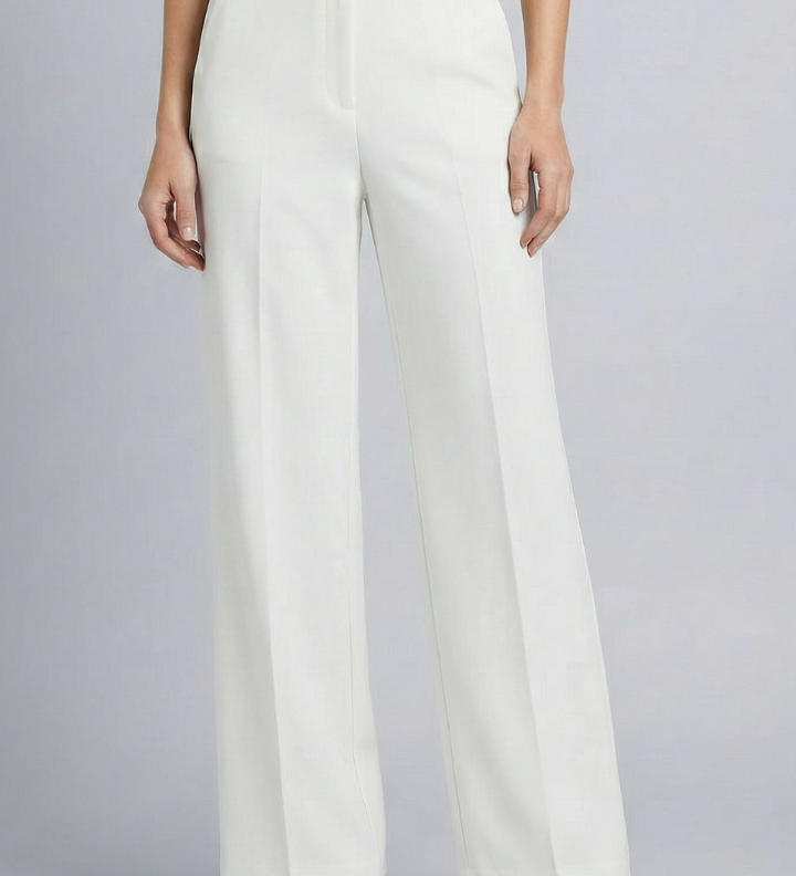 Damen Palazzo-Hose mit Hohem Bund und Falten