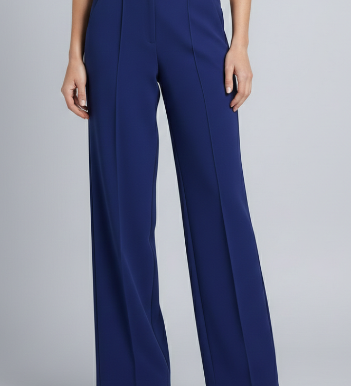 Damen Palazzo-Hose mit Hohem Bund und Falten