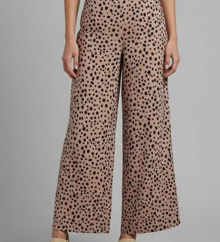 Damen Palazzo-Hosen mit Hoher Taille und Punkten