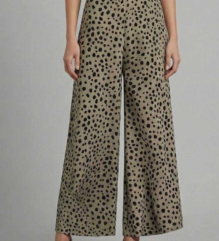Damen Palazzo-Hosen mit Hoher Taille und Punkten